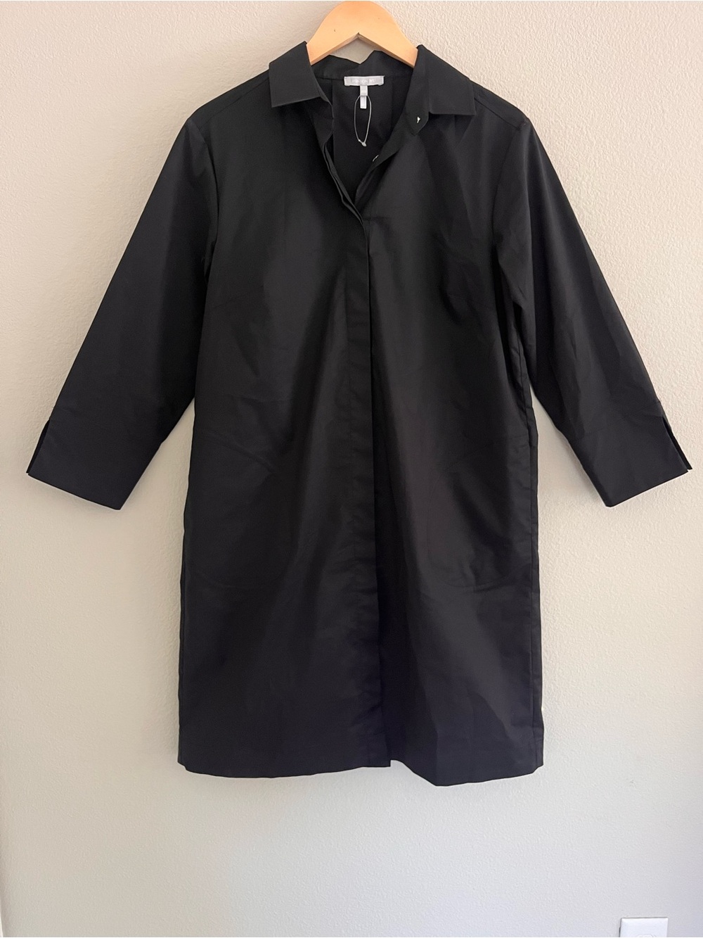 Hinson Wu Xena Dress Classic Black Mini Shirt Dress 3/4 Sleeve M Zip Back NWOT